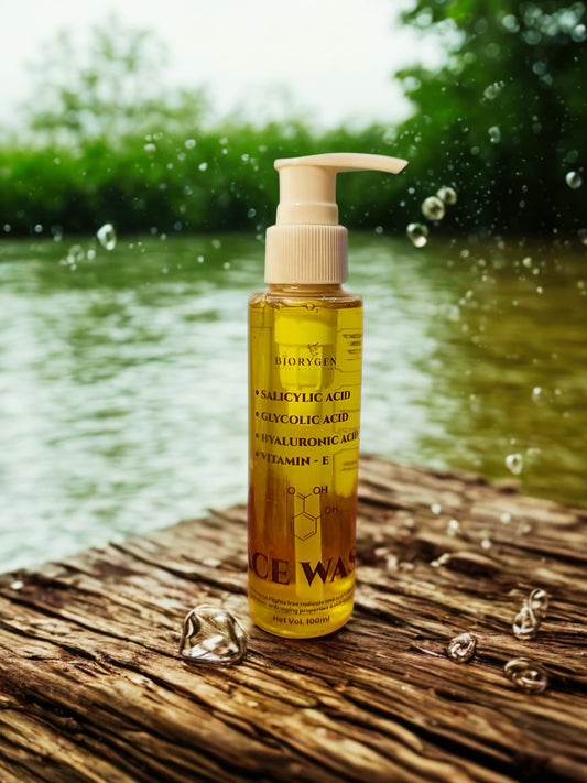 BioRyzen Salicylic Acid, Glycolic Acid, Hyaluronic Acid & Vitamin E Face Wash – 100ml | Deep Cleansing & Hydrating Daily Face Cleanse