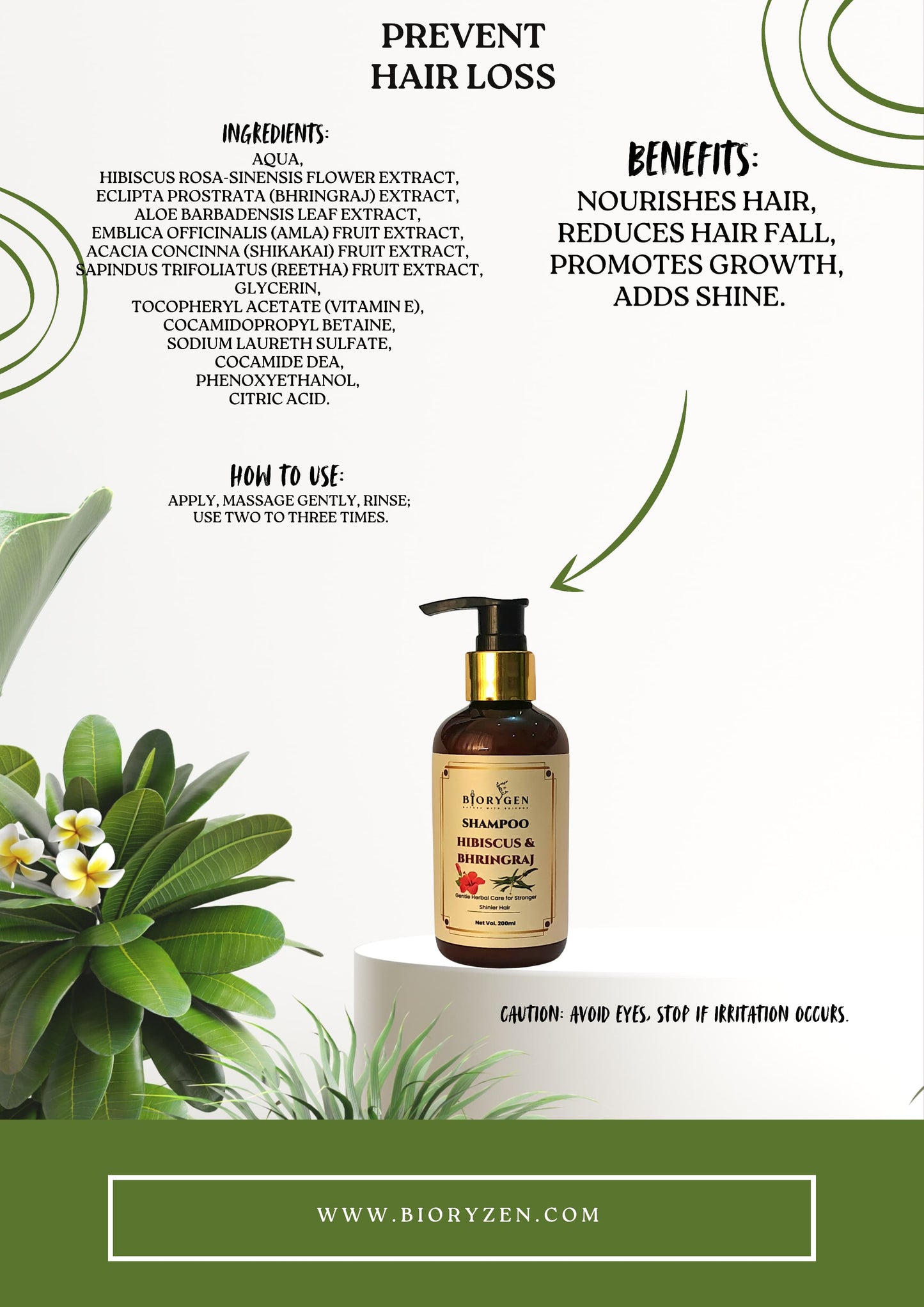 BioRyzen Hibiscus & Bhringraj Pearl Shampoo – Herbal Hair Repair & Deep Nourishing Cleanser (200ml)