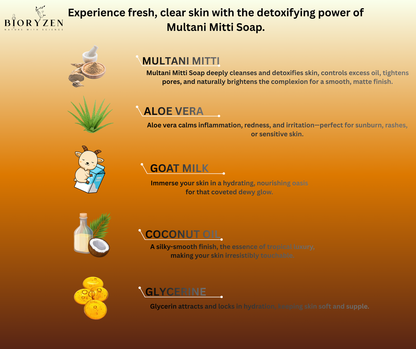 BioRyzen Multani Mitti Goat Milk Handmade Soap – 100g (Combo3+1 Free = 400gm) | Natural Clay & Milk Bathing Bar for Smooth & Radiant Skin (With Jute Bag)