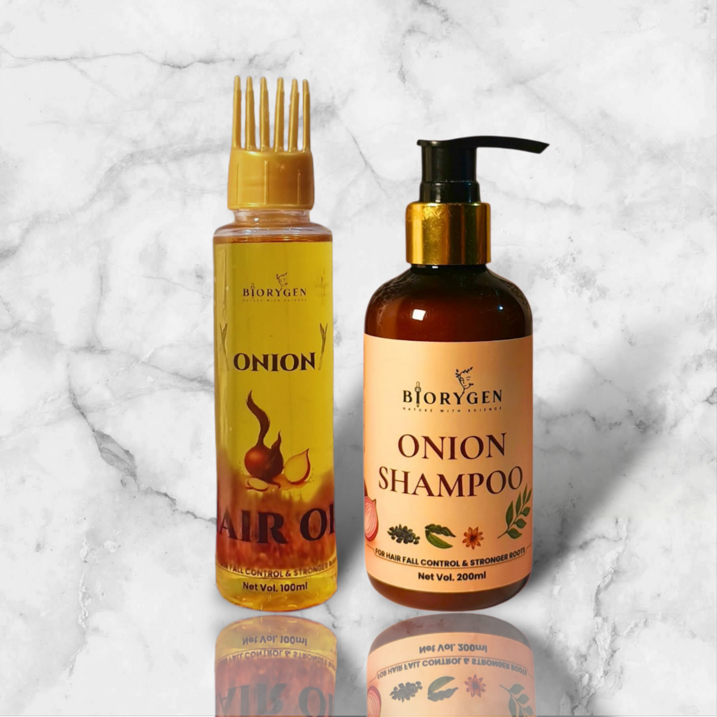 BioRyzen Onion Hair Oil + Onion Shampoo Combo – Advanced Double Onion Hair Growth Kit