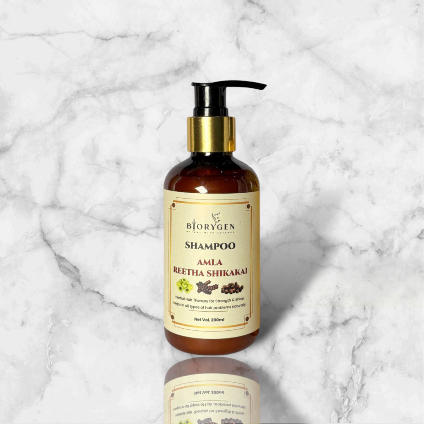 BioRyzen Amla Reetha Shikakai Pearl Shampoo – Ayurvedic Hair Cleanser for Strong, Shiny & Smooth Hair (200ml)