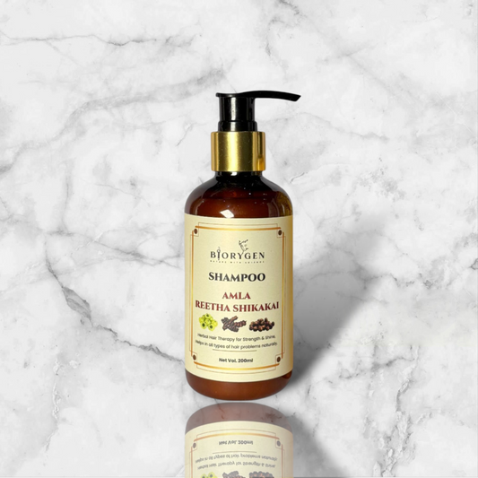 BioRyzen Amla Reetha Shikakai Pearl Shampoo – Ayurvedic Hair Cleanser for Strong, Shiny & Smooth Hair (200ml)