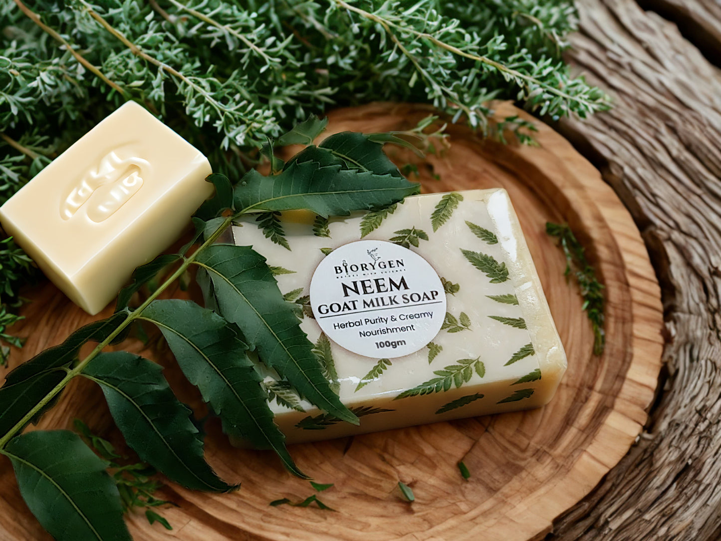 BioRyzen Neem Goat Milk Handmade Soap – 100g (Combo 3+1 Free = 400gm) | Herbal Antibacterial Ayurvedic Soap for Clear & Fresh Skin