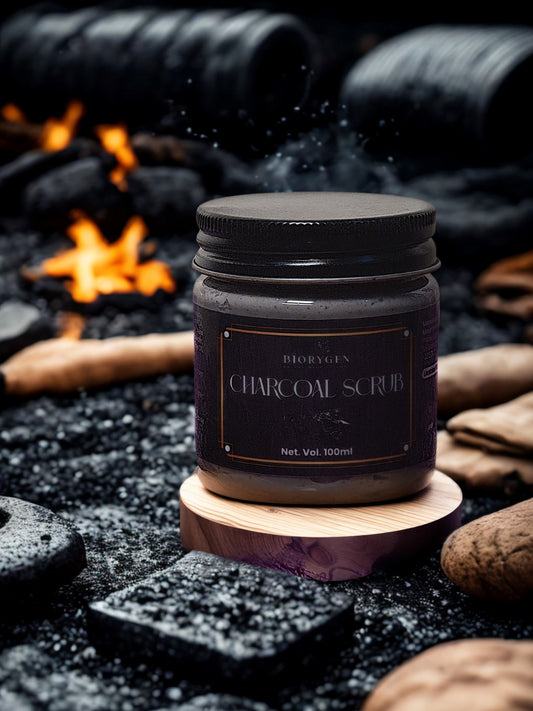 BioRyzen Charcoal Deep Cleansing Face & Body Scrub – 100ml | Detox & Purifying Skin Exfoliator for Fresh Look