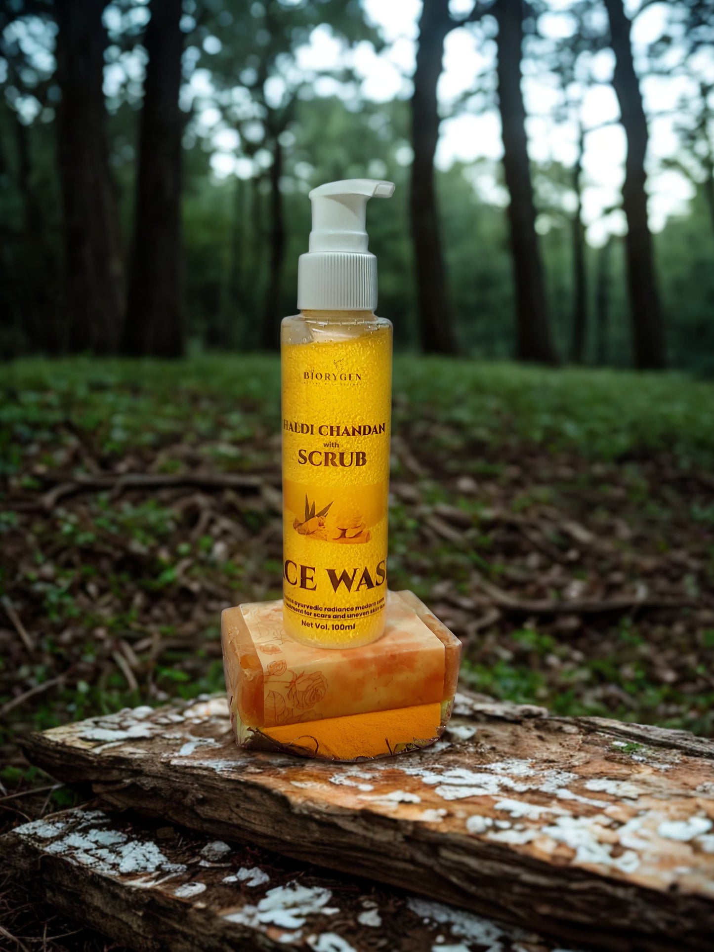 BioRyzen Haldi Chandan Face Wash with Scrub + Charcoal Scrub Combo (100ml + 100ml) | Glow & Detox Dual Exfoliating Skincare Pack