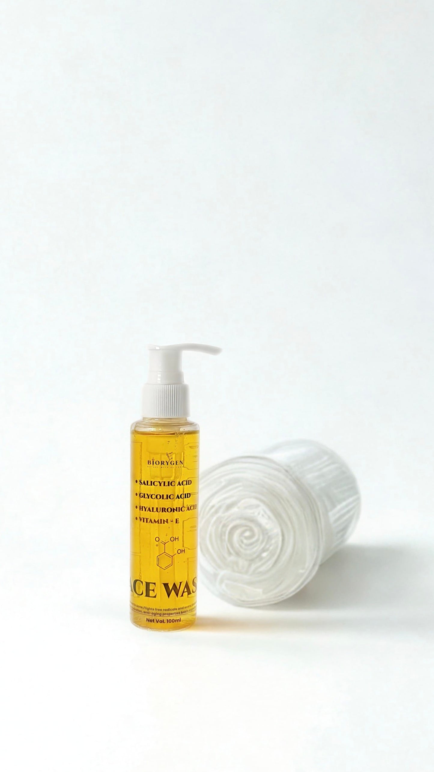 BioRyzen Salicylic Acid, Glycolic Acid, Hyaluronic Acid & Vitamin E Face Wash – 100ml | Deep Cleansing & Hydrating Daily Face Cleanse