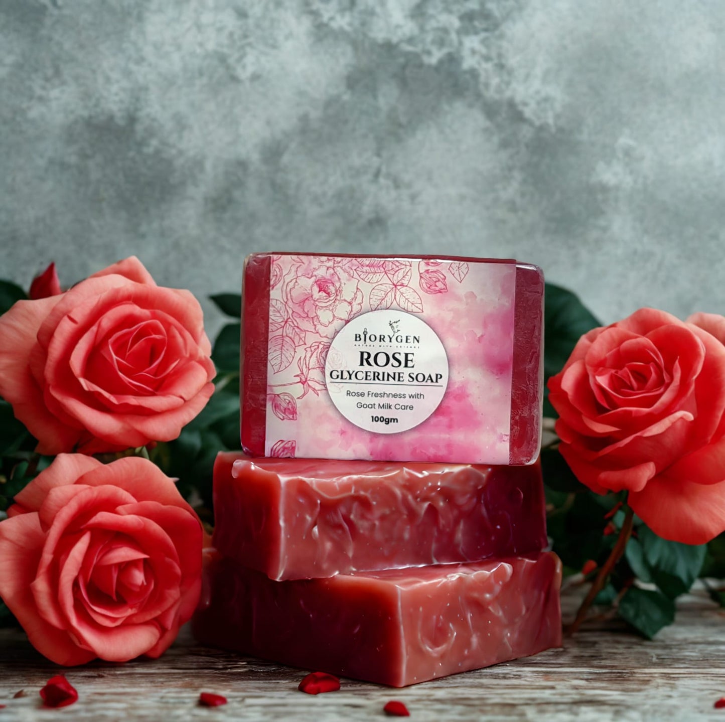 BioRyzen Handmade Ayurvedic Soap Combo 4+1 Free (Total 500g) Rose Glycerine, Neem Goat Milk, Aloe Vera Goat Milk, Multani Mitti Goat Milk Soap