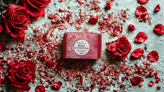 BioRyzen Rose Glycerin Handmade Soap – 100g (Combo 3+1 Free = 400gm) | Natural Moisturizing Ayurvedic Soap for Soft & Glowing Skin